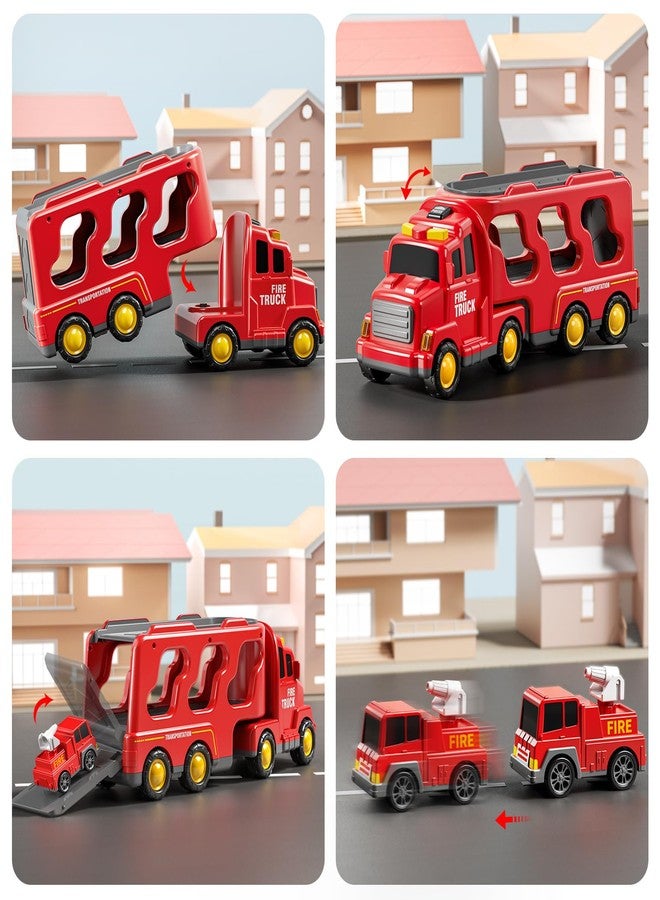 JUKUDAHU Truck Toys for 3 4 5 6 Years Old Boys, Toddler Car Toys for Toddler Boys Ages 3-5, Fire Toys Car Carrier Vehicle Toy Set, Kids Toys Truck Set for Age 3-9 - Image 5